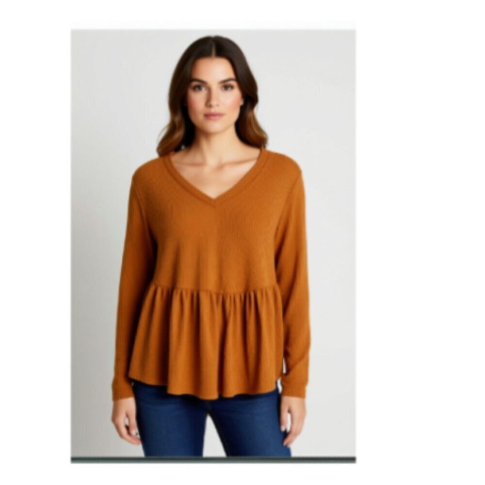 Terra Sky women's blouse, gold Size 0X (B7)